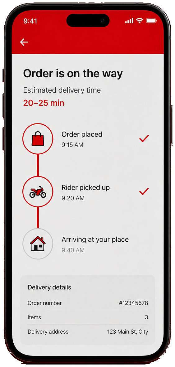 Order tracking on a phone