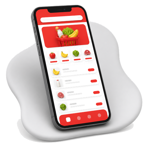Pfuma grocery app on a phone