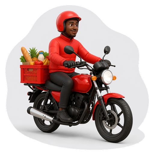 Delivery rider on a motorcycle