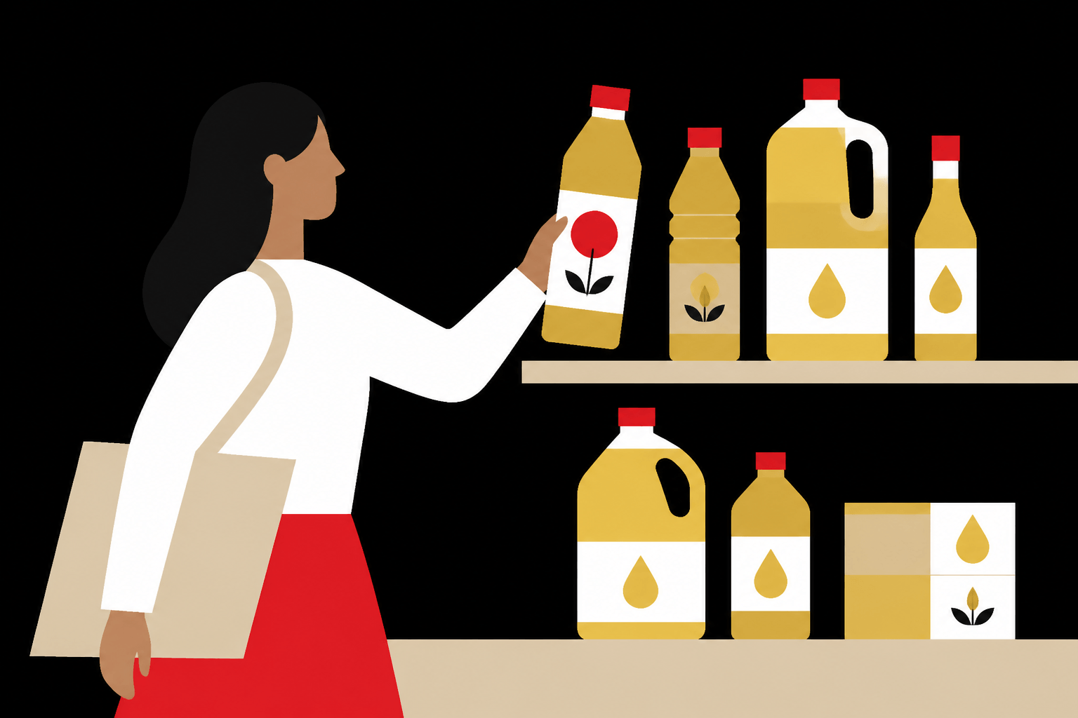 Cooking oil on a shop counter